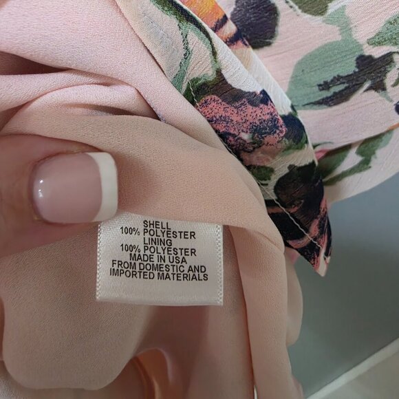 Charles Henry Pink Floral Cold Shoulder Dress Size M Double Lined Made in USA - Picture 6 of 8